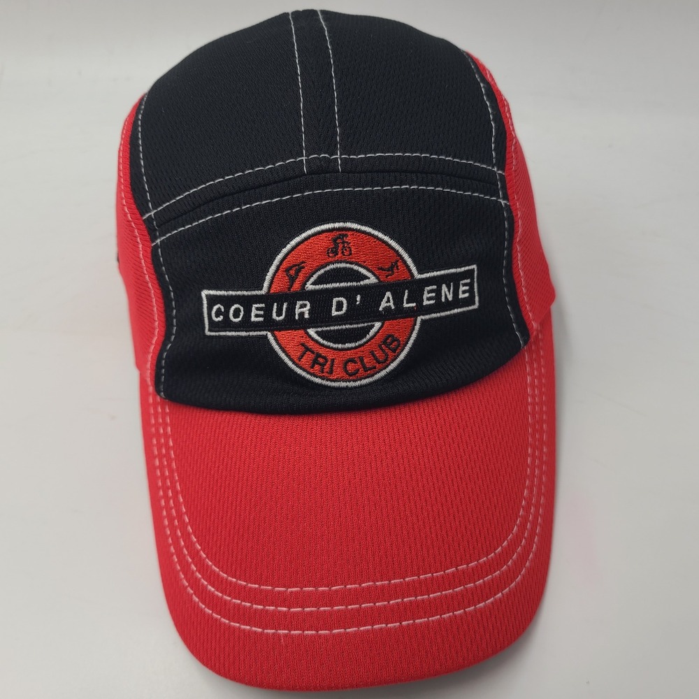 Headsweats Hat Strapback 5 Panel Black Red Coeur d'Alene Tri Club Running Men